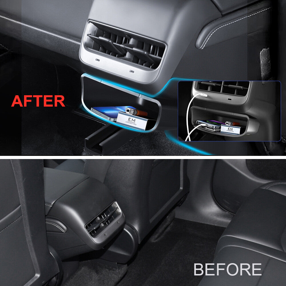 Storage box for rear air vents on 2016-2023 Model 3. n