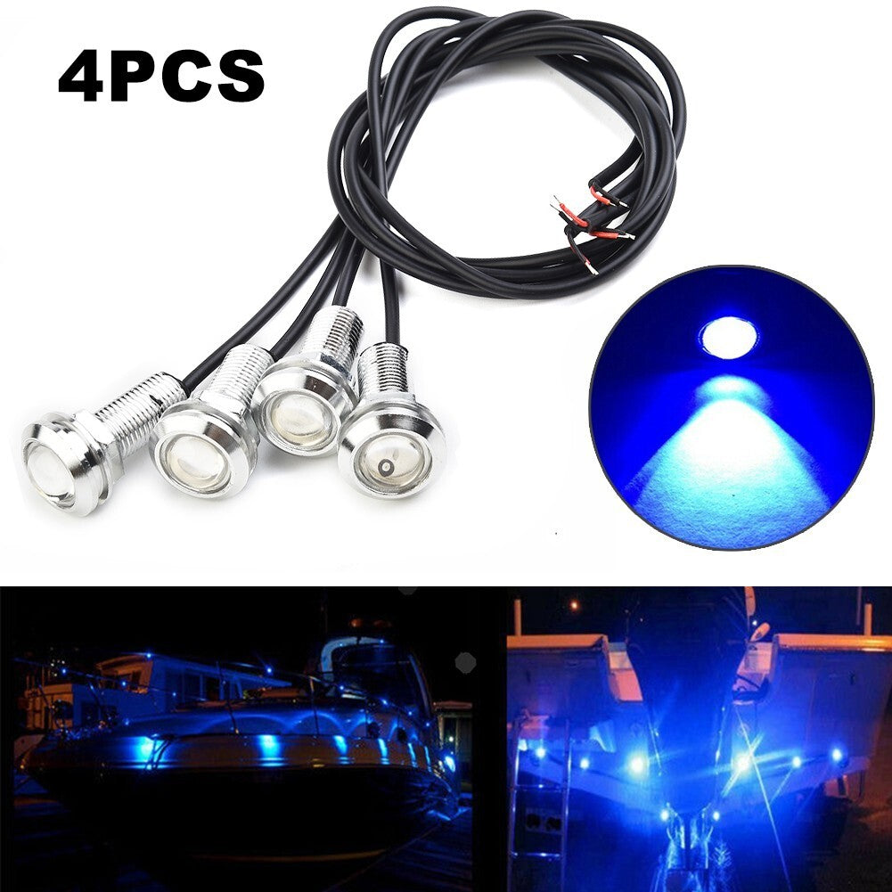 4x Blue LED Boat Light Silver/Waterproof Underwater Fit Seadoo GTX WaveRunner v