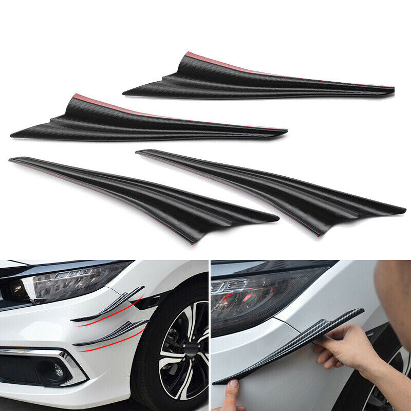 4-Piece General Motors Carbon Fiber Style Front Bumper Protective Trim for SUVs and Trucks n