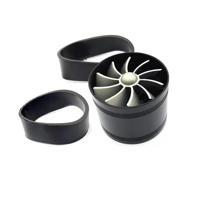 Black Air Intake Turbonator Single Fan Gas Fuel Saver Turbo Supercharger Trim