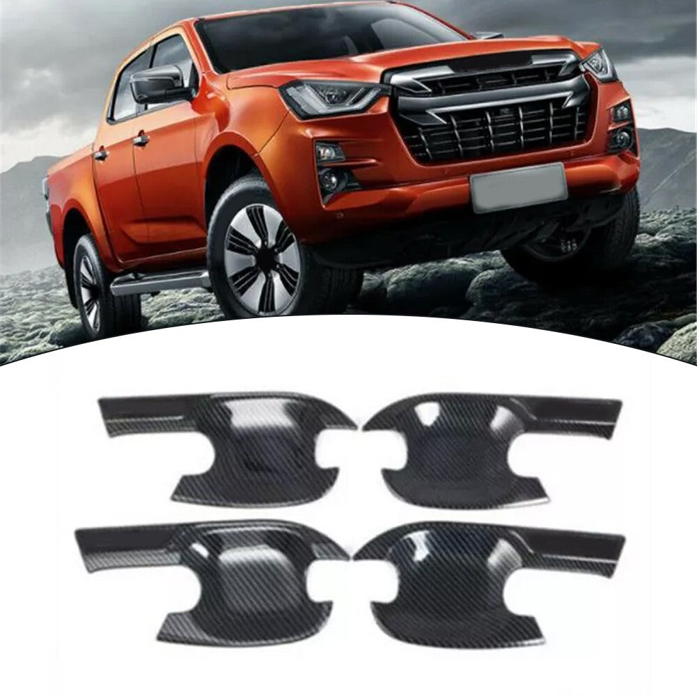 Carbon Fiber Exterior Door Handle Bowl Cover Trim for Isuzu D-Max Dmax 2021-2024