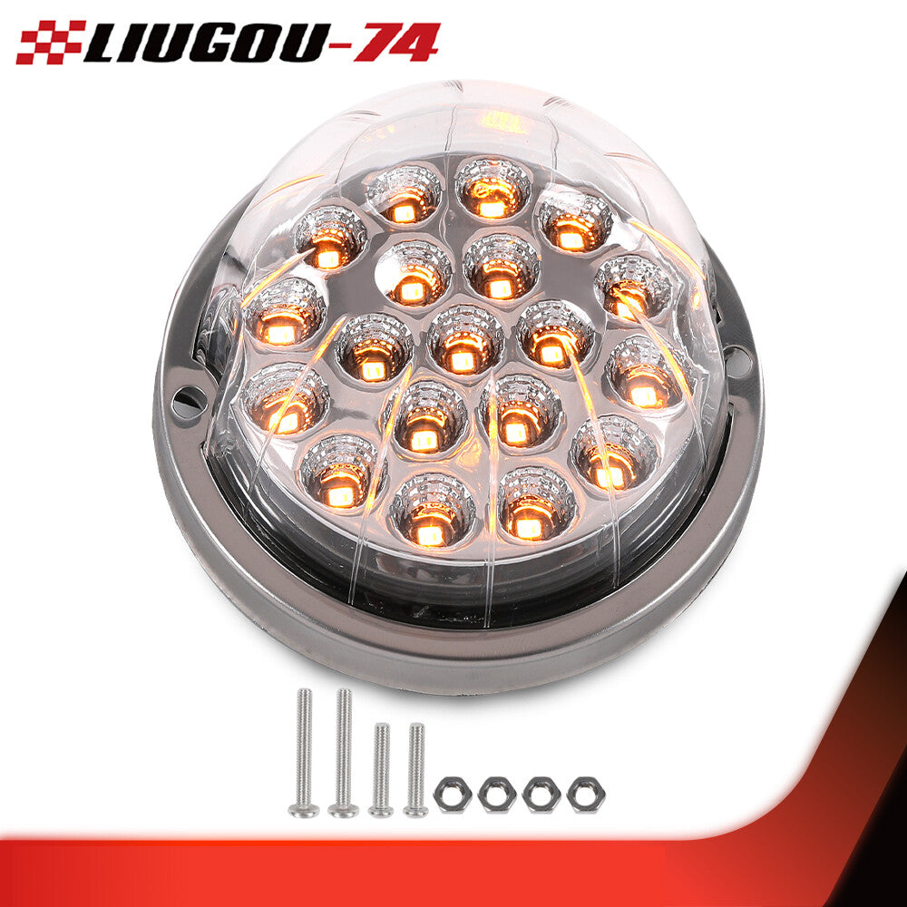 1-Piece Transparent Amber Lens Watermelon (19 LED) Marker Turn Signal Light Universal Q