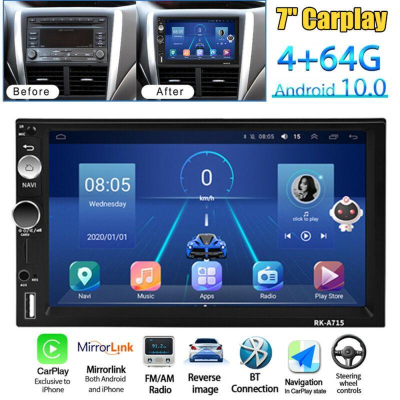 7-inch Android 10.0 Reverse 2DIN Car Radio Stereo Carplay GPS Wifi 4+64G FM/RDS/AM n
