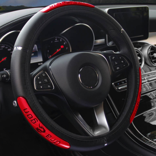 15''/38cm PU Leather Car Steering Wheel Cover Anti-Slip Protector Accessories