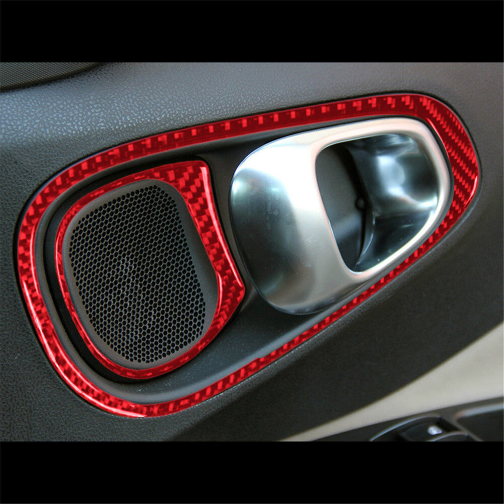 4X Red Carbon Fiber Interior Rear Door Handle Trim Cover for Fiat 500L 2014-2017