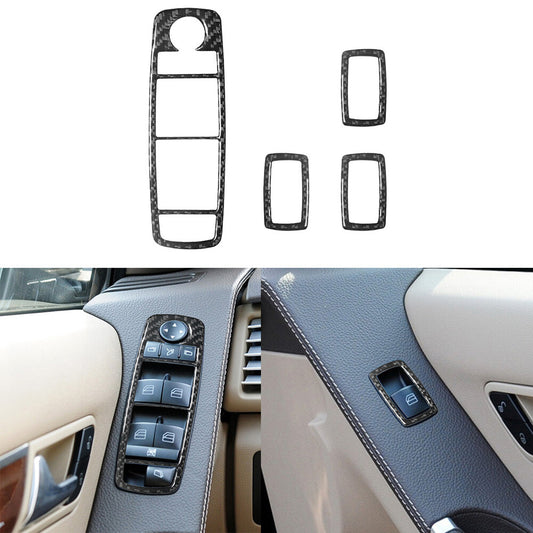 2Pcs Red Carbon Fiber Gear Shift Panel Cover Trim for Mustang 2005-2009 v