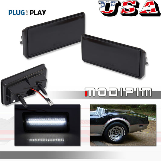 For 1974 - 1979 for Corvette C3 Smoked Lens F/R Side Marker Lights White LED 2PCS- v