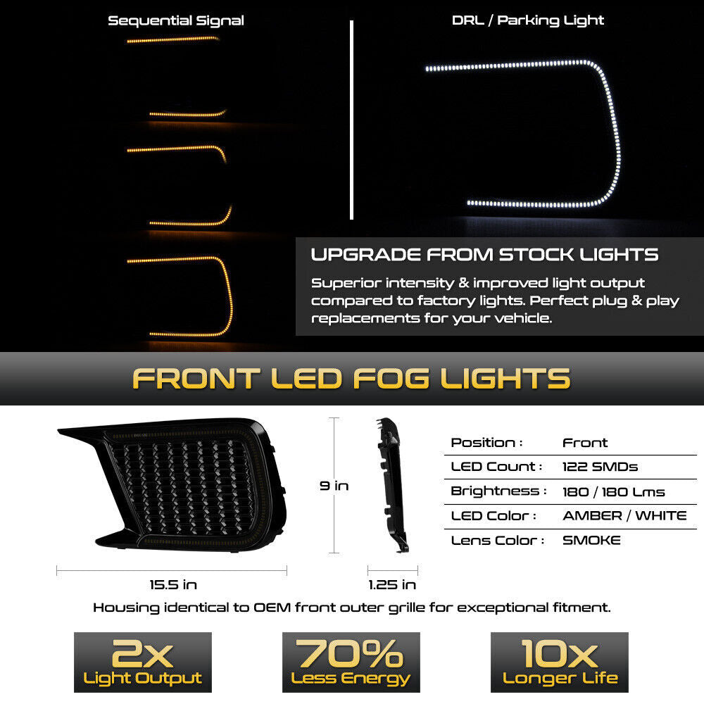 Switchback Sequential Smoked LED Fog Light Cover Bezel (DRL) for 2018-2021 WRX STi