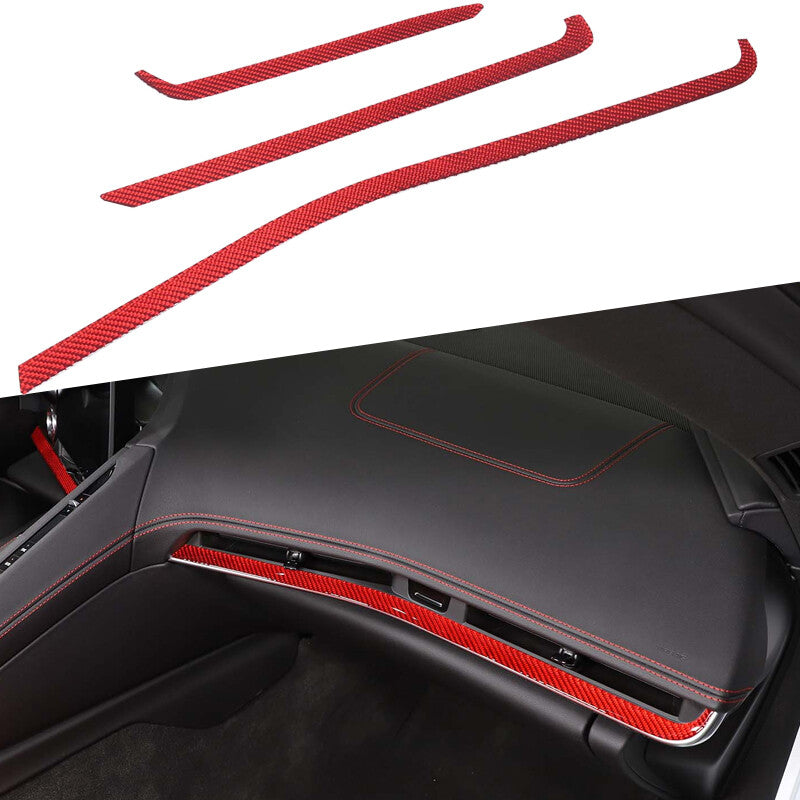 Red carbon fiber console dashboard trim for Corvette C8 Z51 2020-23 n