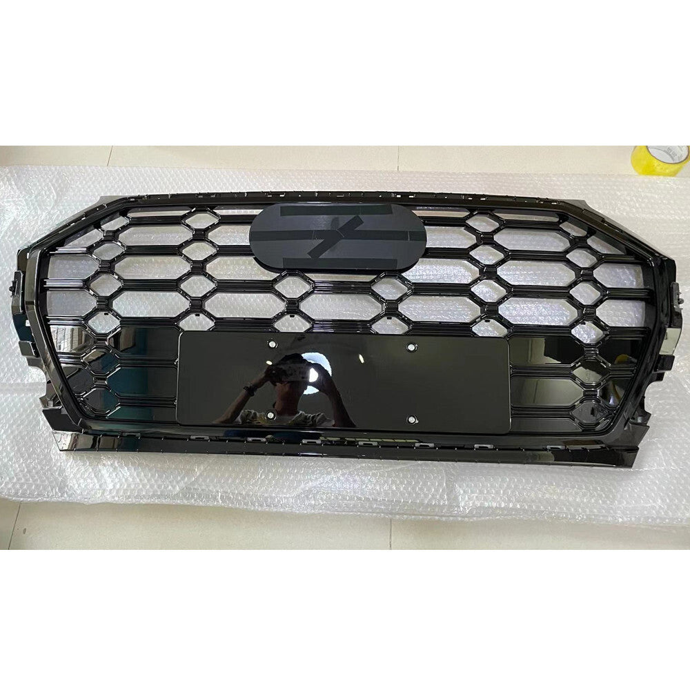 Front Grille Bumper Mesh Grille Honeycomb Grill Fit for Audi Q5 2021-2022 Black
