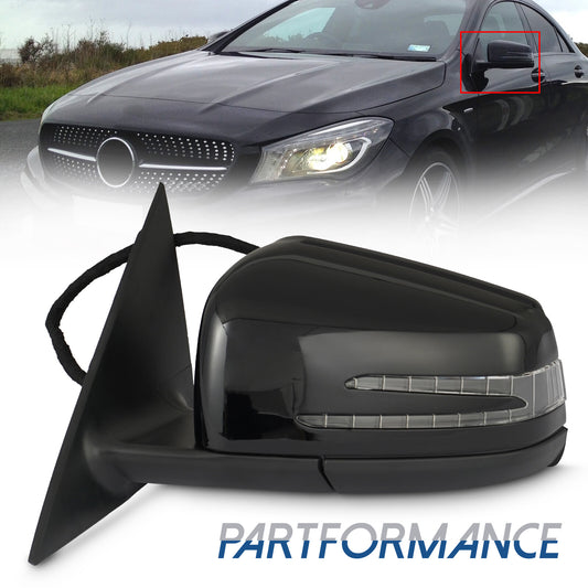 Black left-hand cue with mirror finish and blind spot, suitable for Mercedes 14-18 CLA250 CLA45