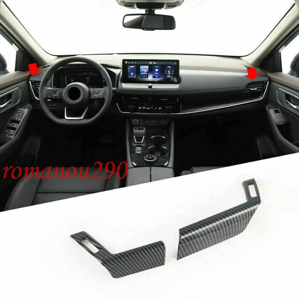 4X for Nissan Rogue 2021-2023 Carbon Fiber ABS Dashboard Air Outlet Cover Trim