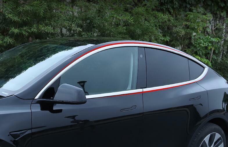 Chrome steel Car Window Strip Cover Fit For 2020-2024 for Model Y Trim 10PCS B n