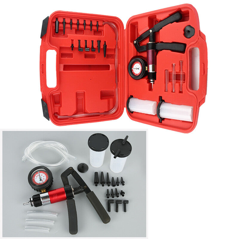 Handheld vacuum pressure pump tester tool brake bleeding device kit adapter with box - n