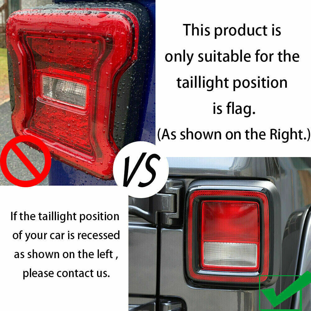 2¡ÁBlack ABS Taillight Lamp Guards Ring Decorative Trim for Jeep for Wrangler 2018-24