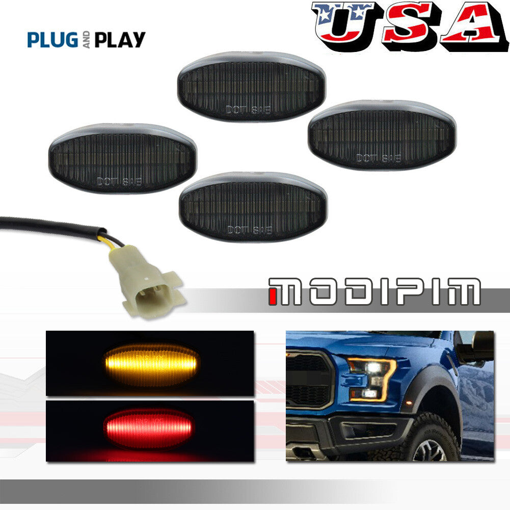 For 2017 and above for F150 SVT Front Amber Rear Red LED Side Marker Light Kit - v