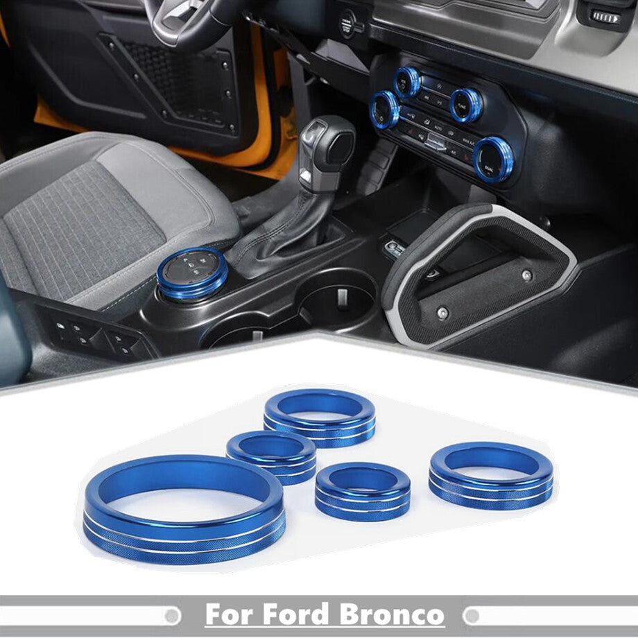 5P Car AC&4WD Switch Knob Cover Trim For Bronco 2021-2024 Accessories Blue v