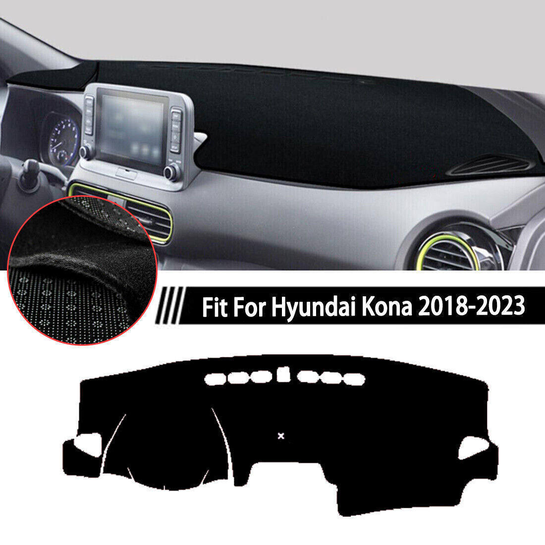 1X Inner Dashboard Dash Mat Non-slip DashMat Sun Shade for Hyundai Kona 18-2023