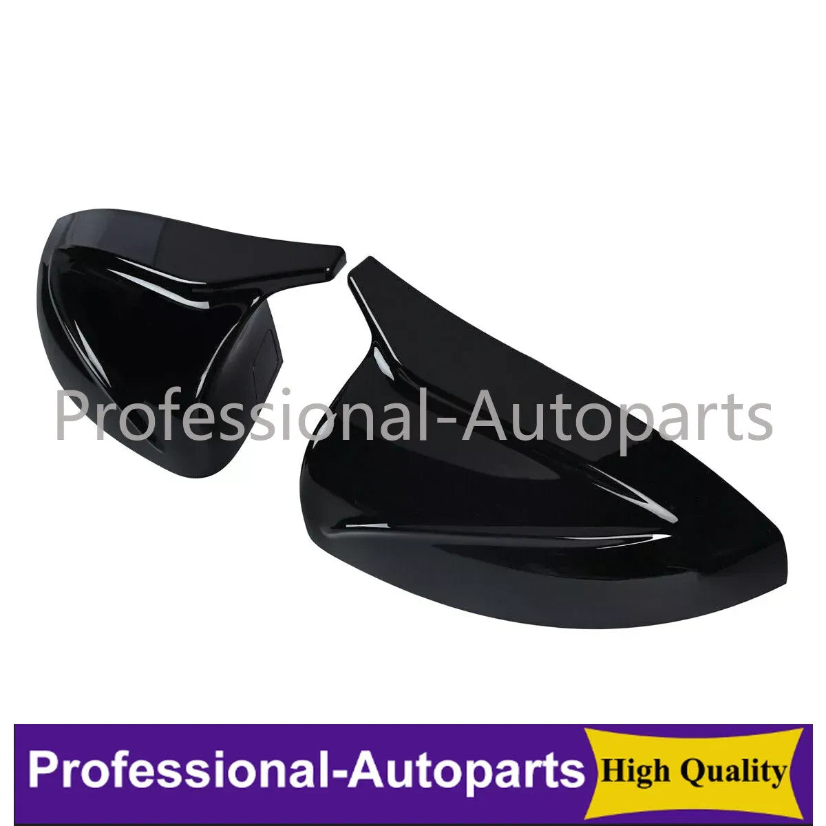 1Pair Black Glossy Rear View Mirror Cover Caps for Audi A3 S3 RS3 2014-2020