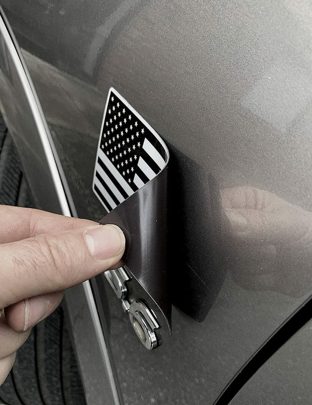 Car Side Fender Rear Boot Emblem Sticker Black Magnet American Flag For - v