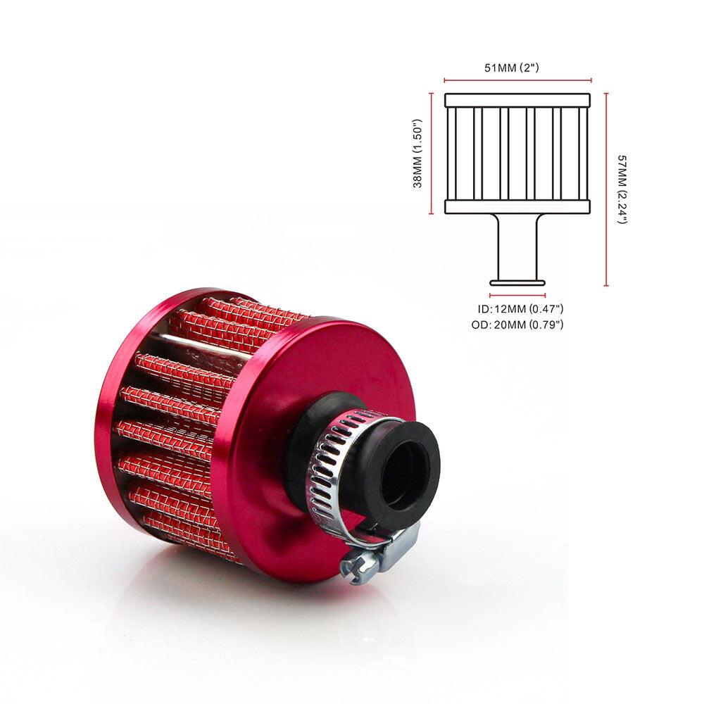 12mm Air Filters Turbo Vent Crankcase Breather Car Cone Cold Air Intake Filter Q