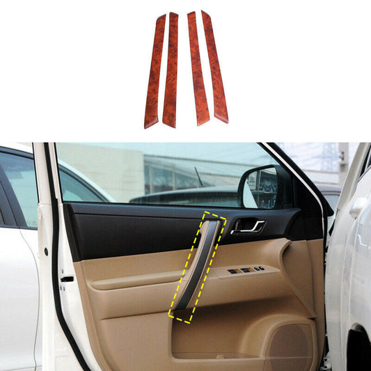 4X for Toyota Highlander 2008-2013 Peach Wood Grain Interior Door Armrest Panel