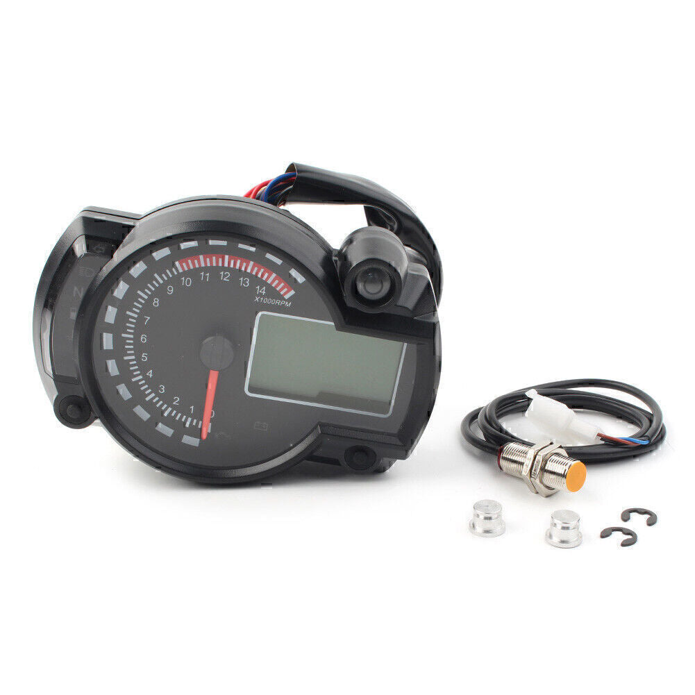 LCD Digit 15000rpm Motorcycle Speedometer Tachometer Gauge Odometer Universal Q