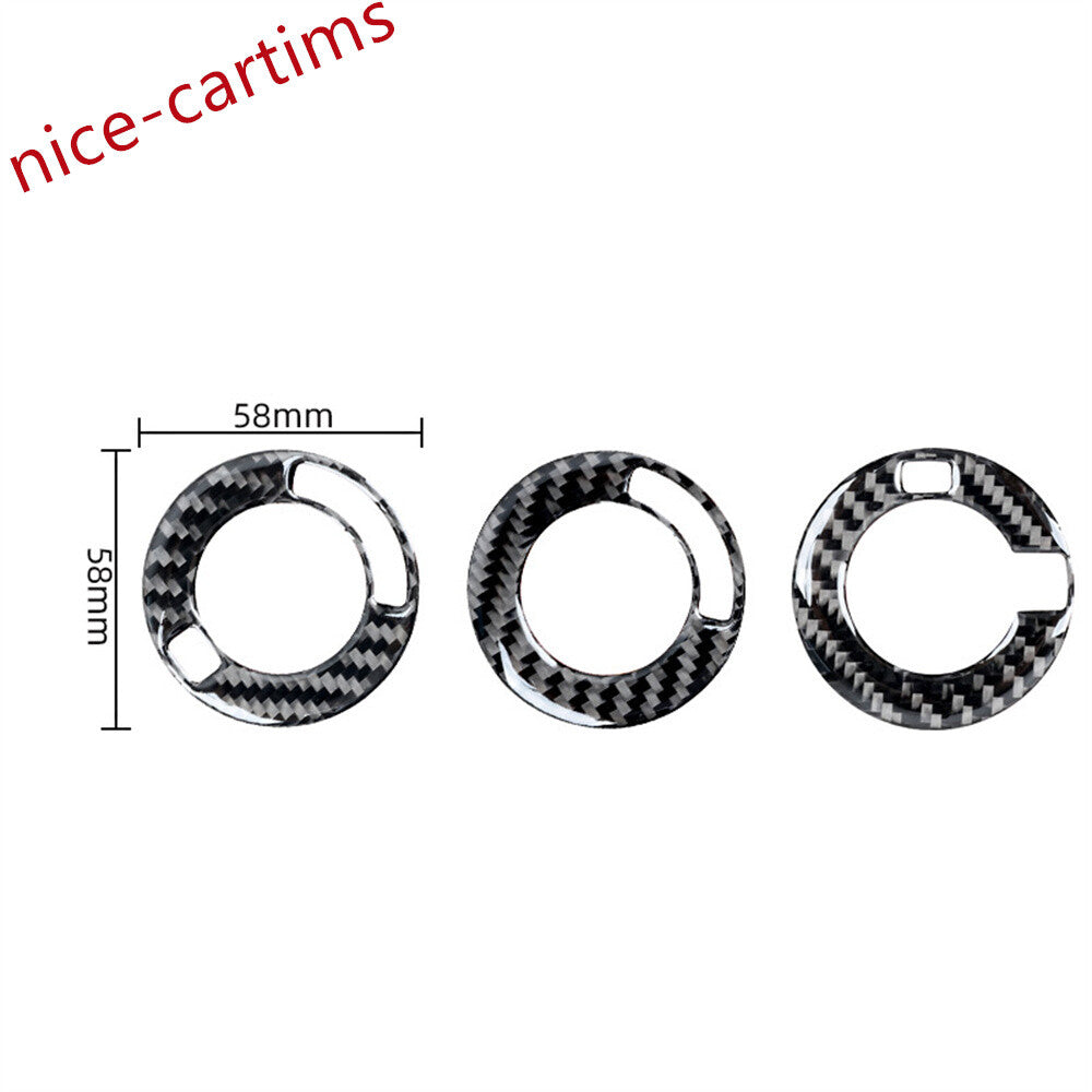 3Pcs Carbon Fiber Four Axis Rotary Switch Knob Ring Trim for Ford F150 2009-2014