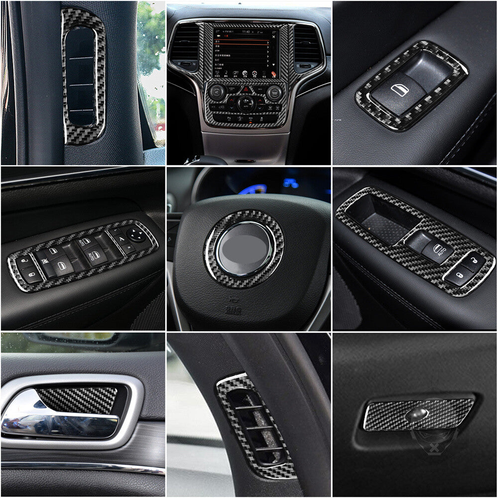 for Jeep Grand Cherokee 2011-2020 Carbon Fiber Interior Full Set Kit Cover 19PCS