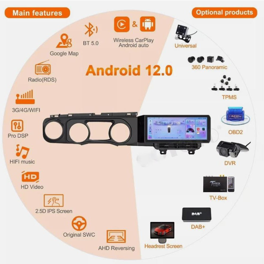 for Jeep for Wrangler JL Gladiator 2018-2023 Car Radio Stereo Upgrade Carplay GPS
