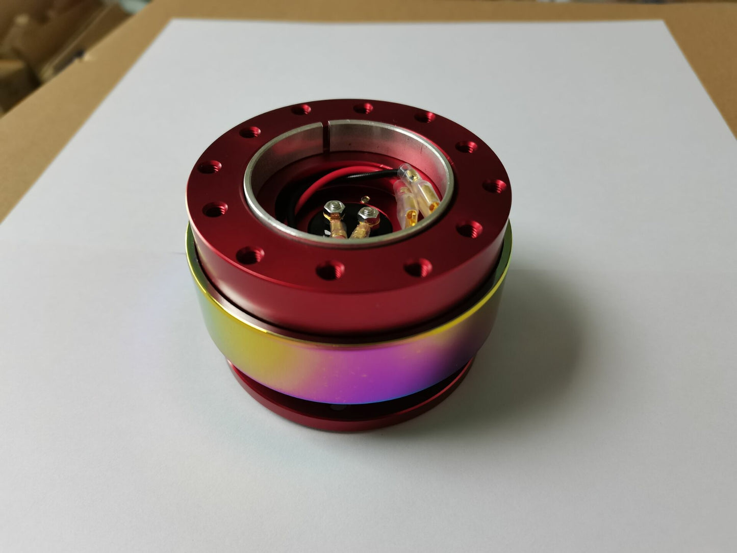 Neo Chrome Steering Wheel Quick Release Kit - RED Hub Adapter Snap Off Boss Kit