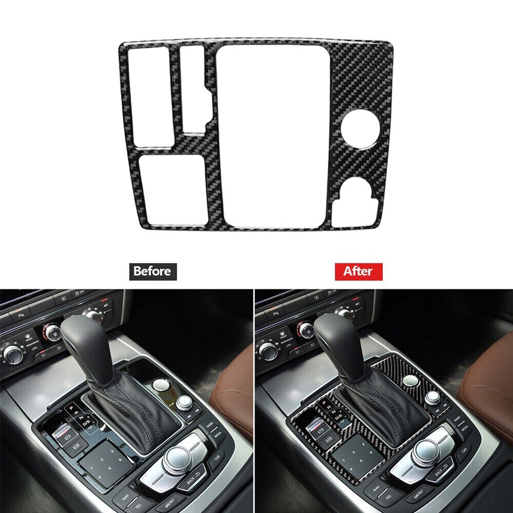 Carbon Fiber Console Gear Shift Panel Cover Trim for Audi A6 A7 2012-2018 New n