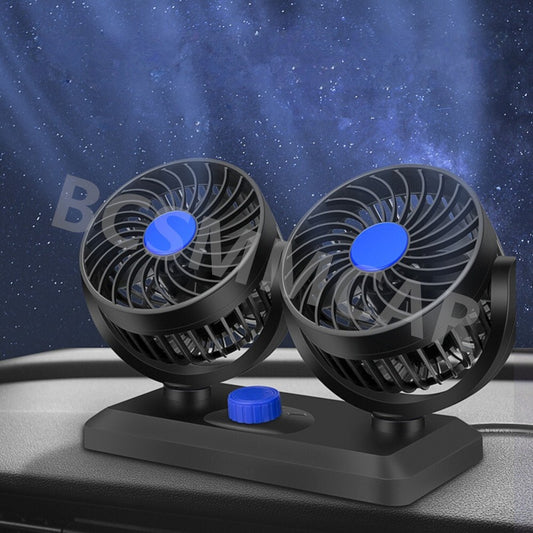 12V Dual Head Car Fan Portable 360¡ã Rotatable Auto Cooling Cooler For Summer