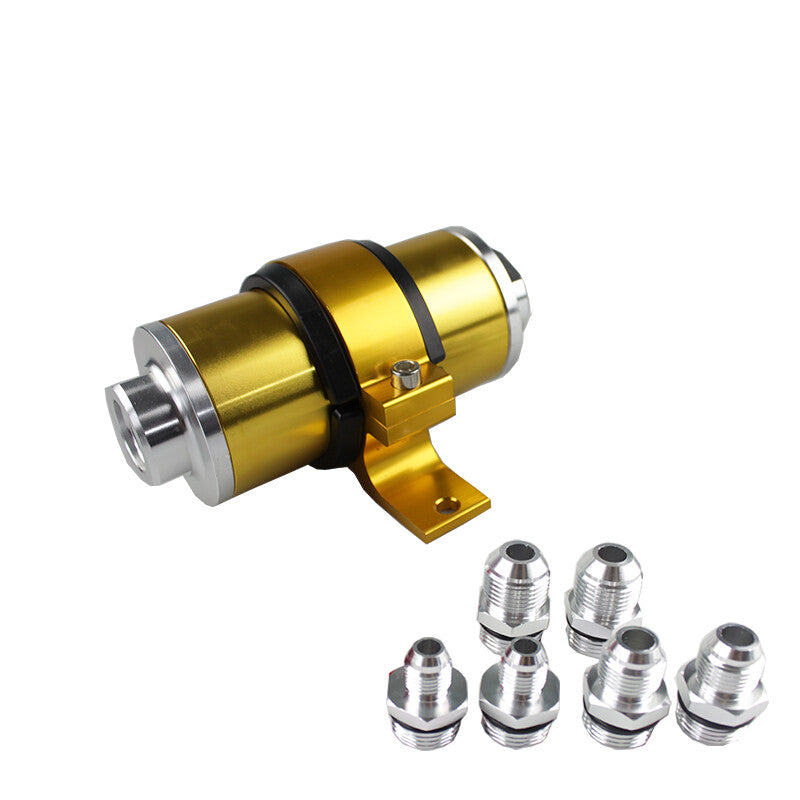 Flow Fuel Filter 30 Micron Element with AN6 AN8 AN10 Fittings+Bracket Gold Q