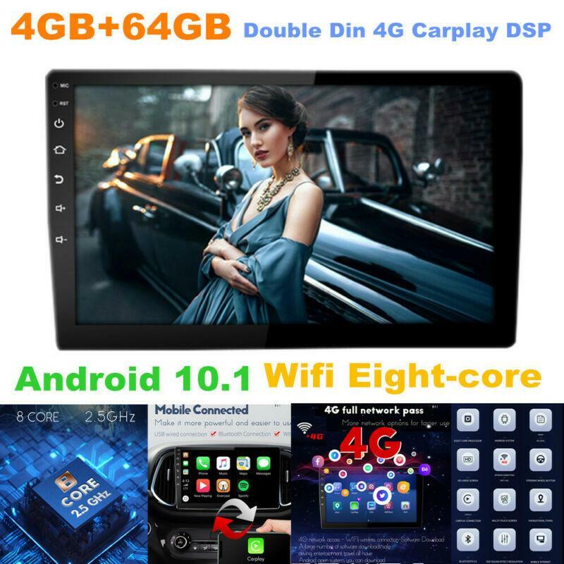Octa-core dual-DIN car stereo radio, 10.1-inch 4G DSP, Android 10.1, GPS navigation, Wi-Fi. n