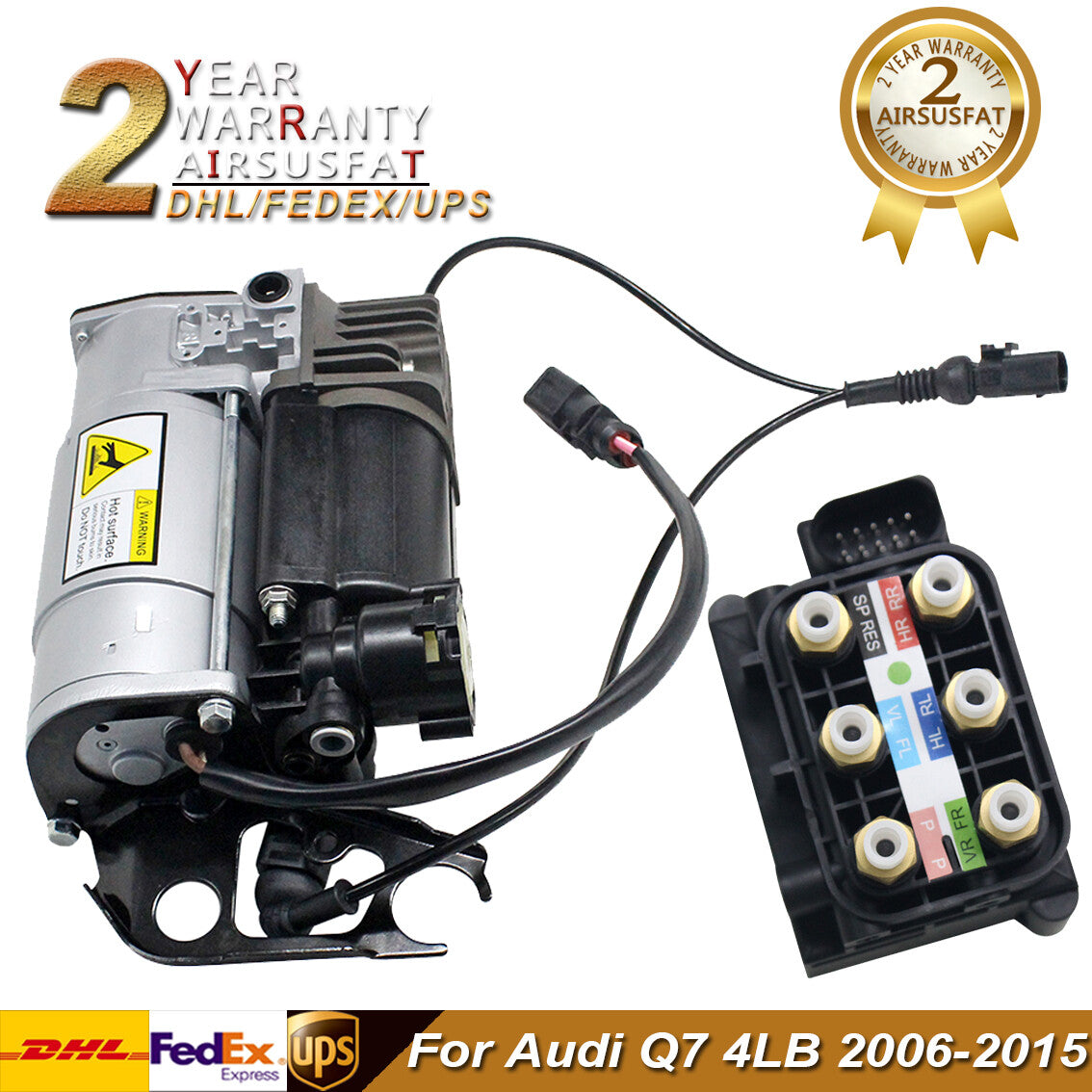 Air Suspension Compressor Pump W/ Solenoid Valve Block for Audi Q7 4L 4L0698007C