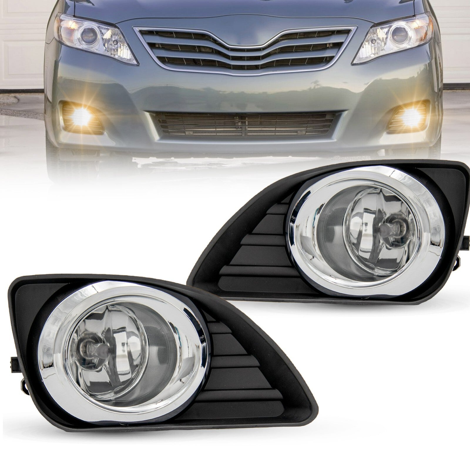Suitable for 2010 - 2011 for Camry Bumper Driving Fog Light Lamp + Switch Kit One Pair - v