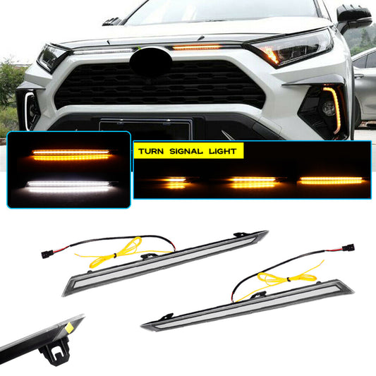 Suitable for 2019 RAV4 transparent switch LED white DRL amber turn signal- v