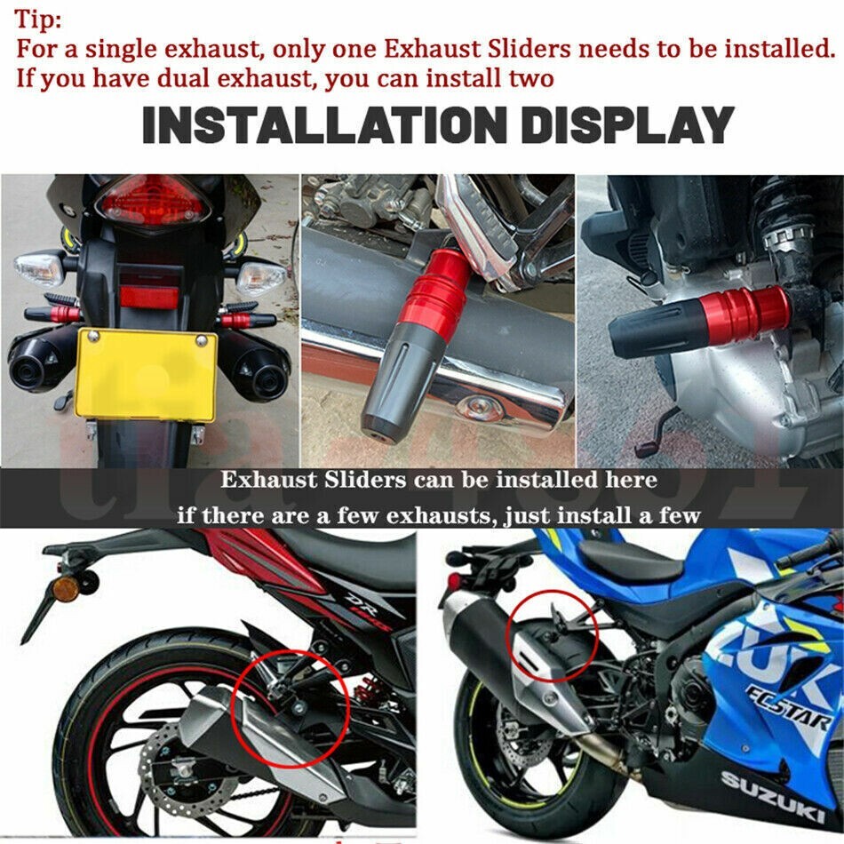 Exhaust Frame Slider Crash Pad Protector Fit For CBR GSXR YZF R1 MT07 MT09