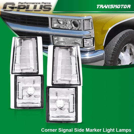 4 Pack Fits for CK C10 1500 2500 White Clear Corner Signal Side Marker Lights - v