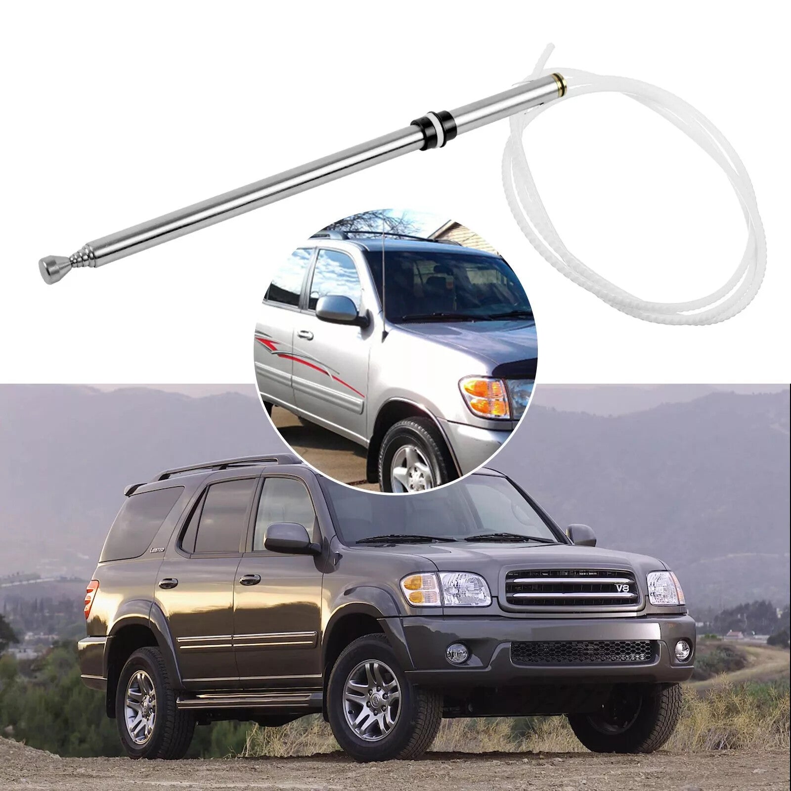 Adjustable Power Antenna Mast Chrome for Toyota Sequoia 2001-2007 86337-AF011 Q