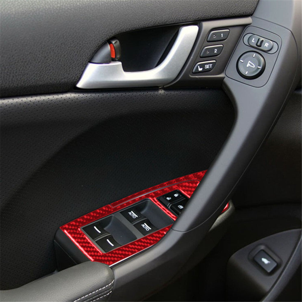 Red Carbon Fiber Steering Wheel Button Frame Trim For GT-R R35 2008-2016 v
