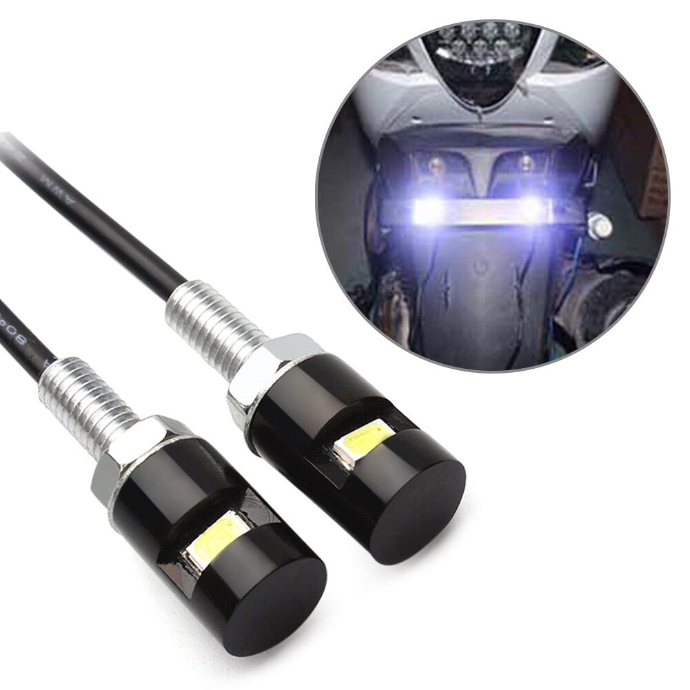 2xLED White Turn Signal Indicator Blinker Light Black License Plate Q