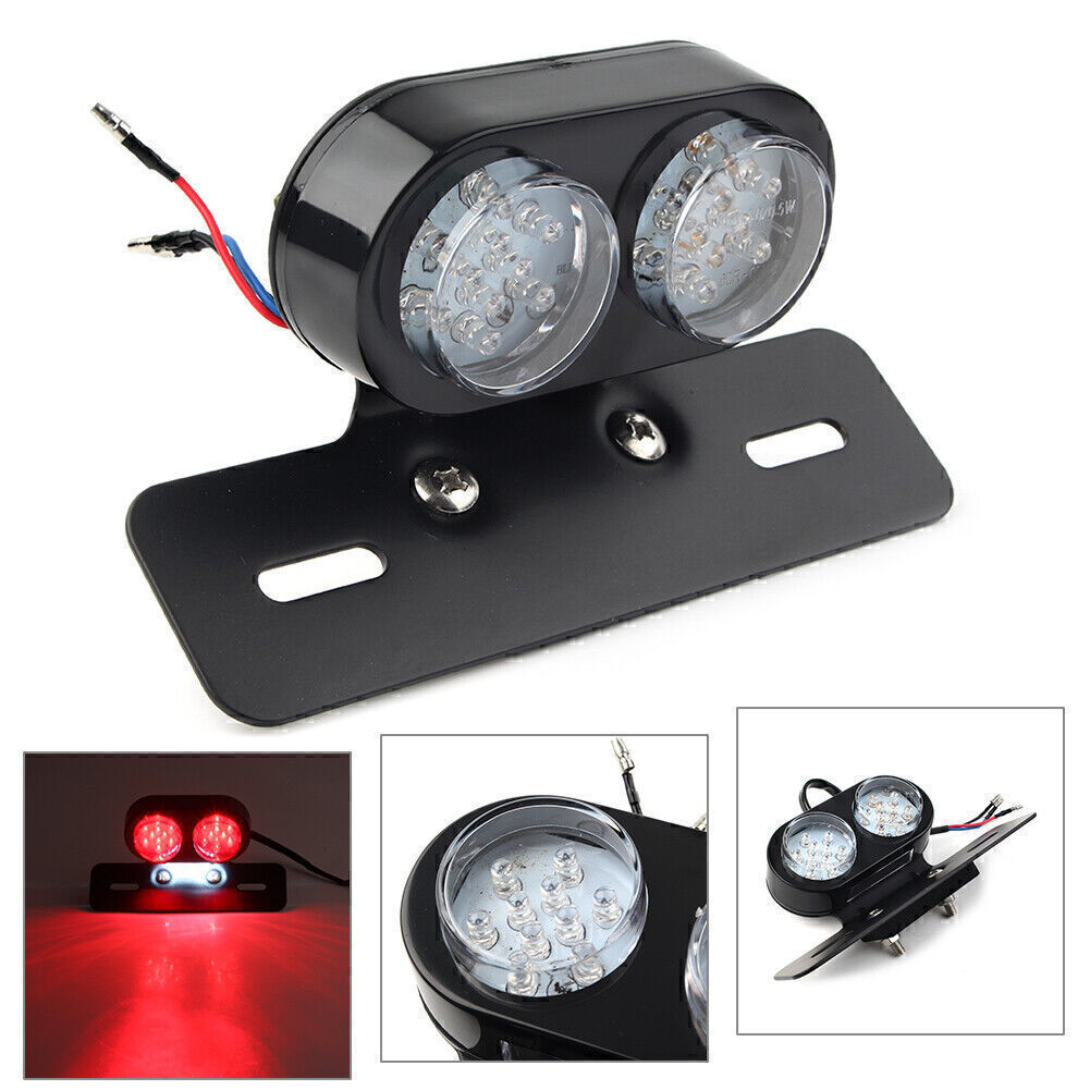 Motorcycle 12V LED License Plate Tail Brake Light Black Universal Fit Cafe Racer Q