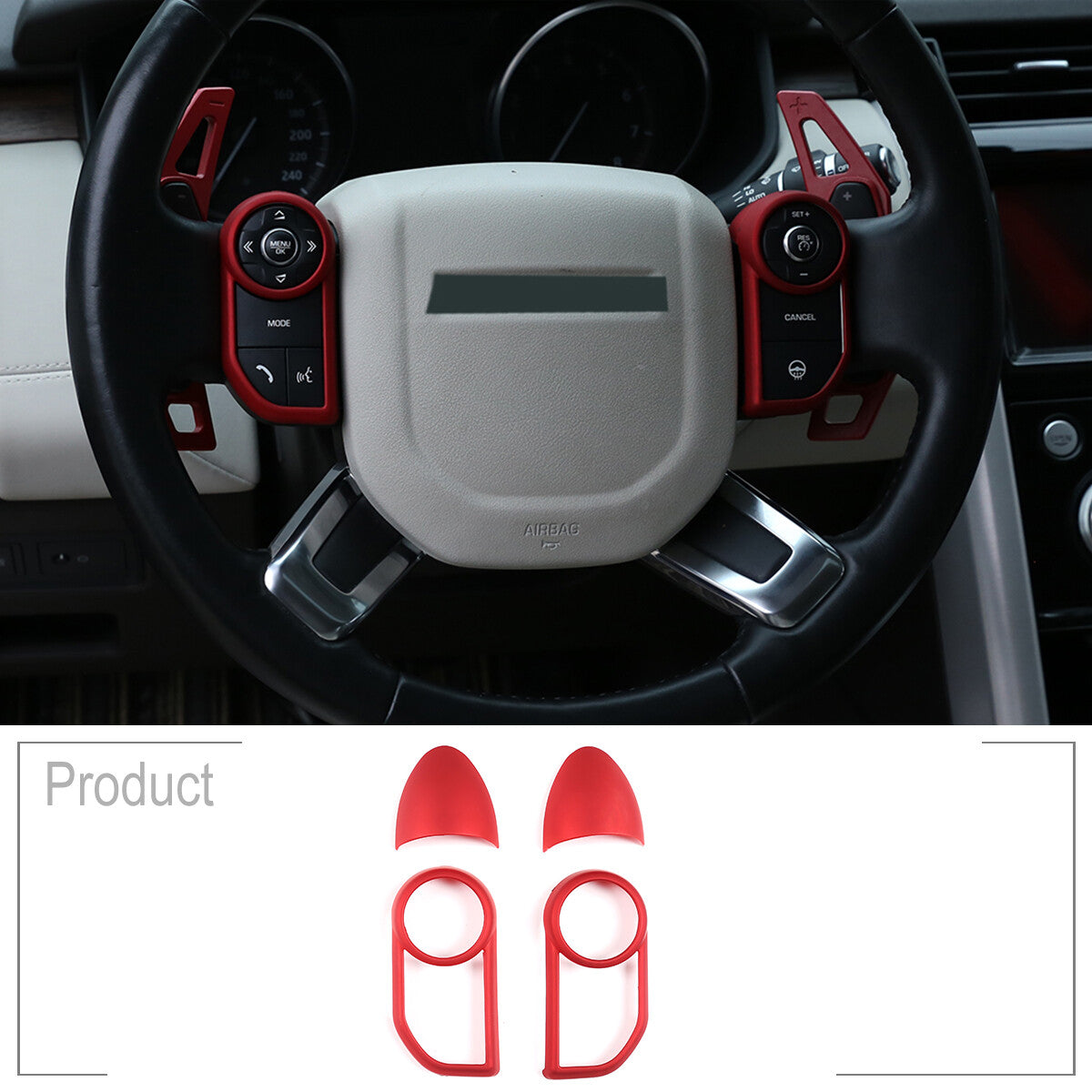 Red steering wheel button cover for Range Rover Sport/Vogue 2013 - 2017 LR5 n