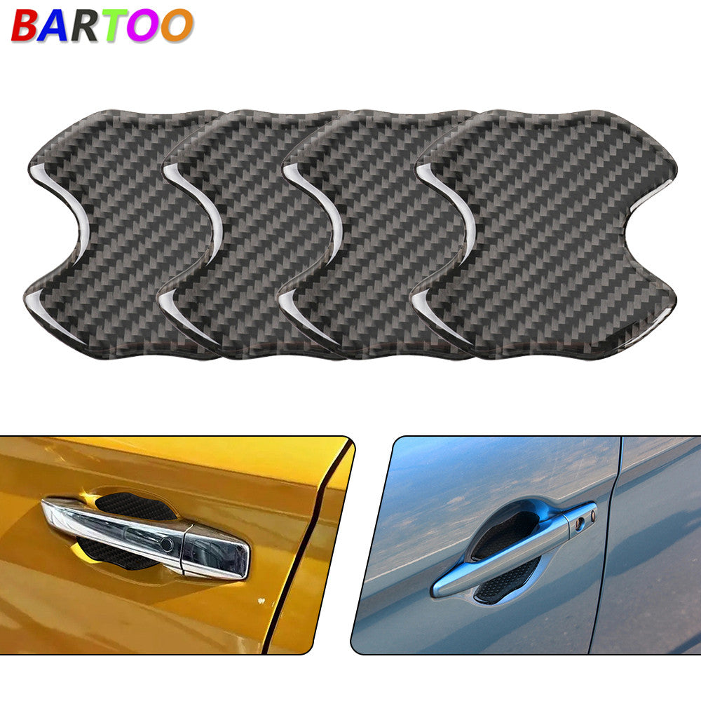 4PCS Carbon Fiber Car Door Handle Protector Film Anti-Scratch Stickers Accessory