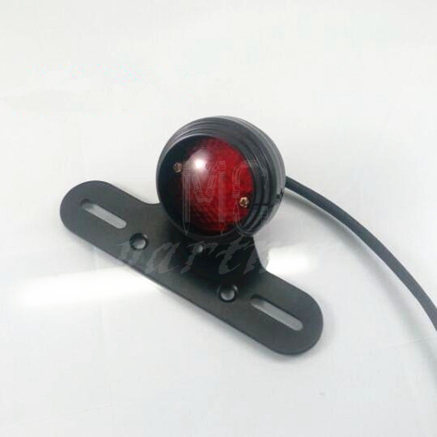 Black Round LED Tail Brake Light License Plate for Harley Bobber Chopper Q