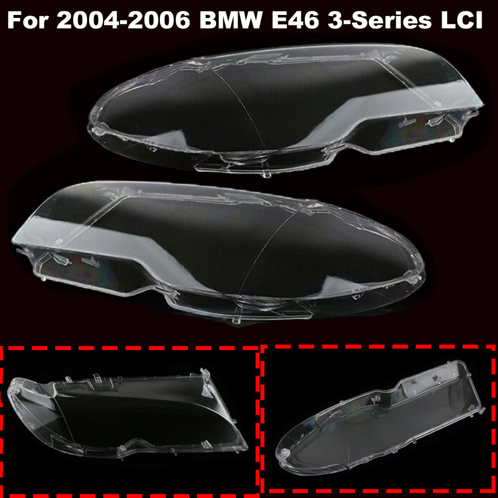 2-Piece Headlight Lens Covers for 2004-2006 for BMW 3 Series E46 2DR Coupe