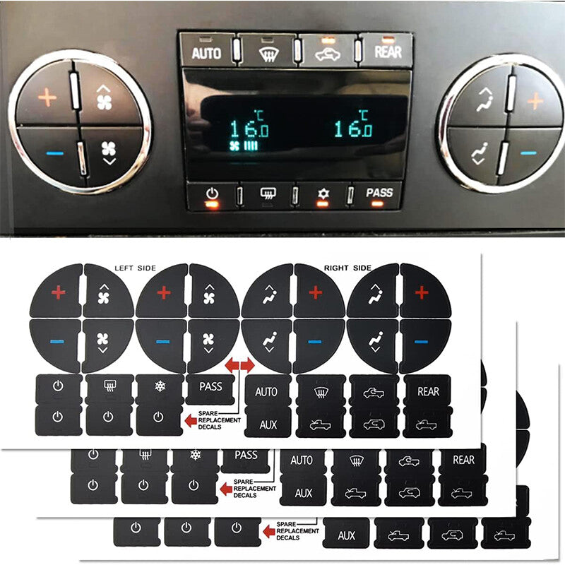 3AC Dash Button Repair Kit Sticker for Ruined Faded Auto Climate Control Decals