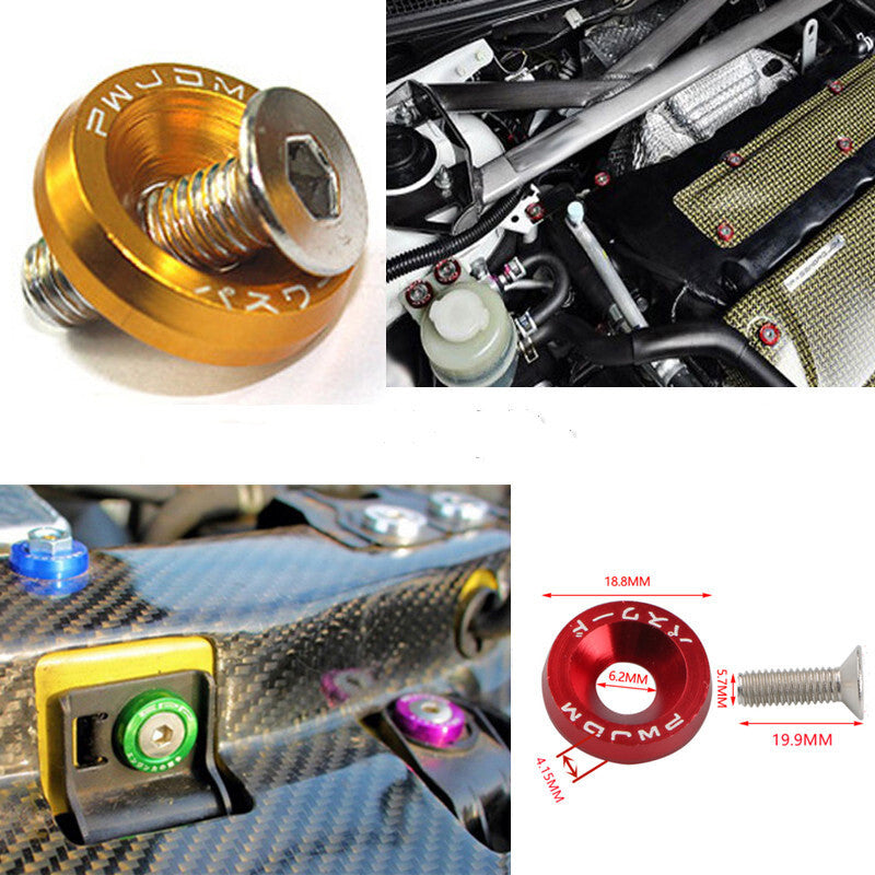 20pcs Silver Aluminum JDM Fender Bumper Washer M6 Bolt Engine Bay Dress Up Kit